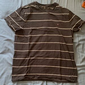 Tommy Hilfiger Men's Black Tee with White Stripes